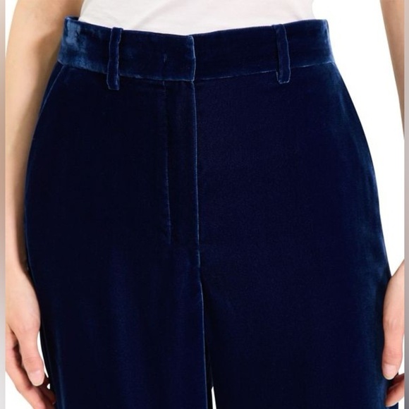 DESIGNER Theory Velvet Relax Straight Wide Cropped Pant Blueberry SZ 4 NWT - Picture 4 of 6